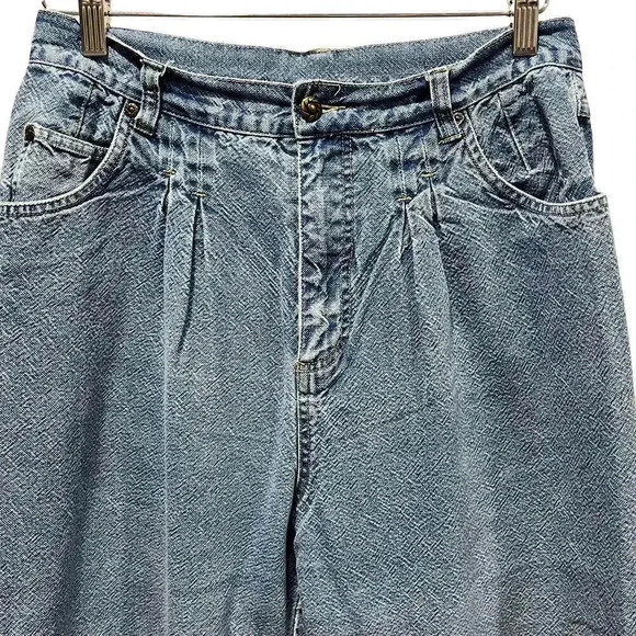 Carole Little‎ Sport Vintage 100% Cotton Pleated High Waist Denim Jeans 14 - Picture 3 of 5